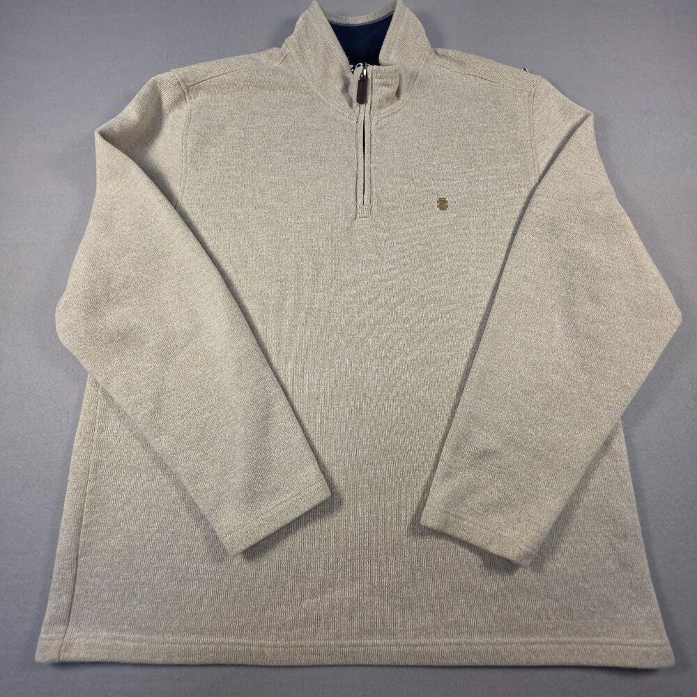 IZOD Men's Pullover Quarter Zip Sweater Size XXL Beige Heather
